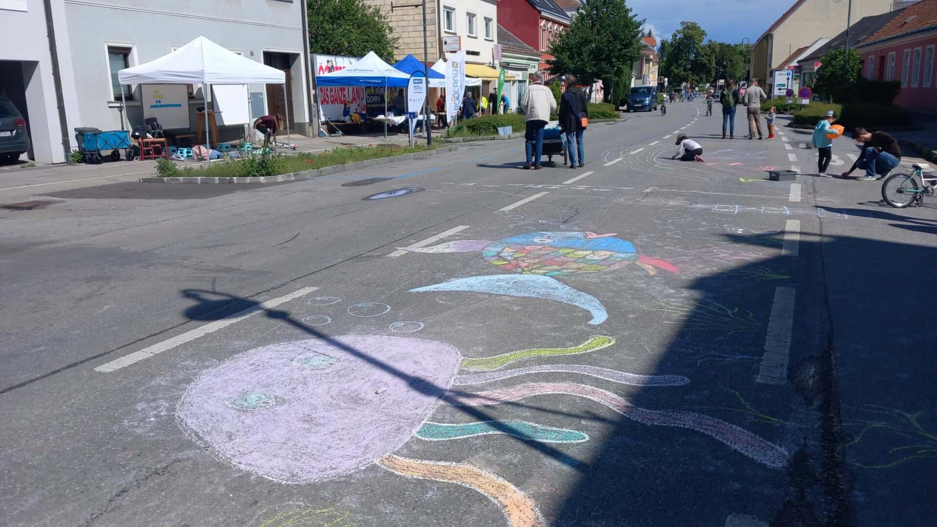 Gesperrte Straße in Langenzersdorf